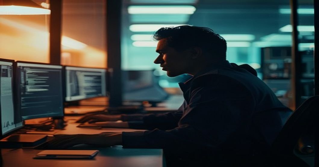 Diagrama de workflow automatizado com etapas conectadas e ícones de processo