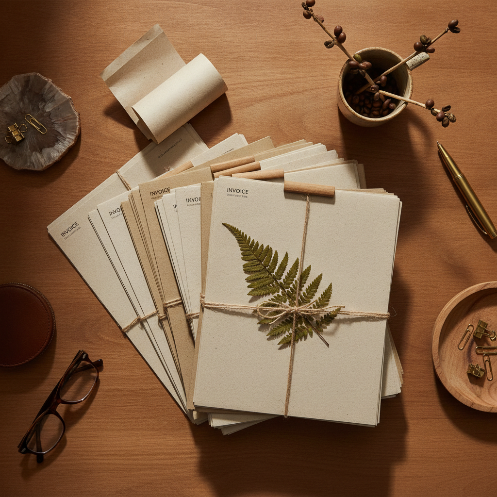 Pilha de documentos e relatórios sobre mesa, análise de dados manual